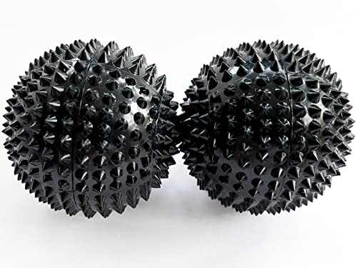 2X Spiky DBT Skill Balls | 2inch | Magnetic Stress Relief Balls | Spiky Massage Balls for Relaxation, Tension Release, Focus & Mobility (Black) - color: Black