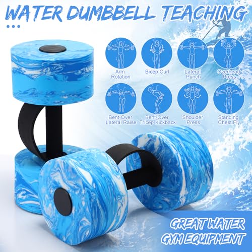 Lewtemi 6 Pcs Water Weights Pool Exercise Set, Aqua Exercise Dumbbells with Handle Strips, High-density Eva-foam Dumbbells for Water Aerobics, Pool Fitness - size: Multi-szie