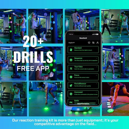 Reaction Training Platform for Boxing and Martial Arts. Improve Neuro-Ability with Training Lights that Improve Your Reaction Skills. Develop Quick Feet, Explosiveness, and Lateral Quickness