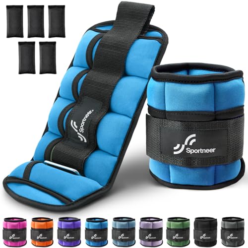 Sportneer Adjustable Ankle Weights for Women and Men 7 lbs/Pair Adjustable Leg Weights with Secure Straps, Strength Training Weighted for Yoga, Walking, Running, Aerobics, Gym, Physical Therapy - color: Blue