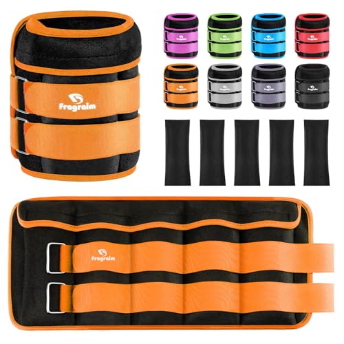 Fragraim Adjustable Ankle Weights 1-3/4/5/6/8/10/12/15/20 LBS Pair with Removable Weight for Jogging, Gymnastics, Aerobics, Physical Therapy - color: orange - double buckle, style: 10 lbs each( 20 lbs pair)