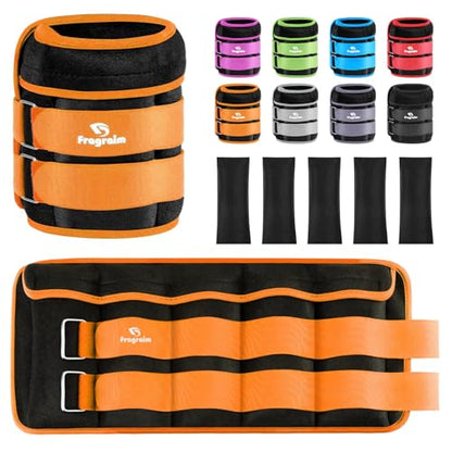 Fragraim Adjustable Ankle Weights 1-3/4/5/6/8/10/12/15/20 LBS Pair with Removable Weight for Jogging, Gymnastics, Aerobics, Physical Therapy - color: orange - double buckle, style: 10 lbs each( 20 lbs pair)