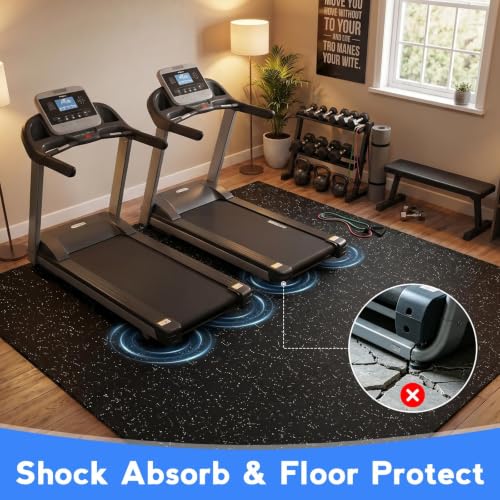 0.56" Thick Rubber Gym Floor Mats, 12 Tiles 48 Sq Ft, Heavy Duty Flooring - size: 12 Tiles (48 Sq Ft)