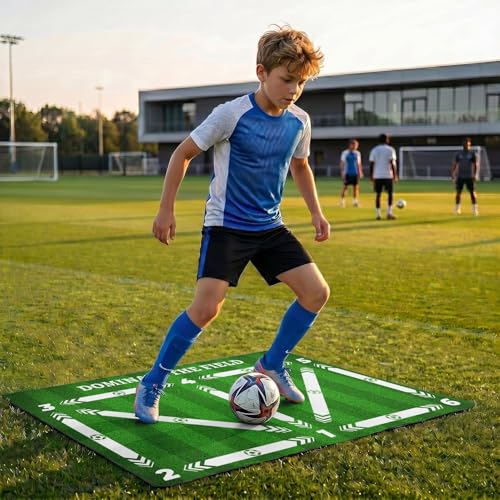 Soccer Training Mat Football Footstep Training Mat 35 * 24 in with Storage Bag Improve Footwork and Ball Control Non-Slip Silent
