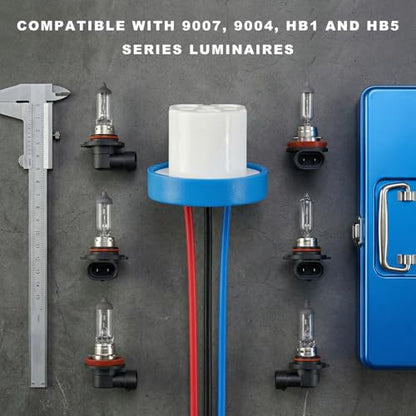 2 PCS Headlight Wiring Harness, 9004 9007 HB5 HB1 Ceramic Headlights Connector Plug, 3-Pin High Temperature Resistant Headlight Socket Replacement for Most Vehicles