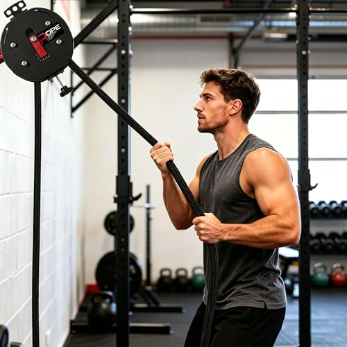 Endless Rope Trainer, Adjustable Resistance(11-66 lbs) Rope Pulley System for Strength, Upper Body, Portable Suspension Infinite Line Trainer Equipment for Home Gym Workouts