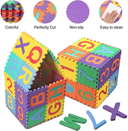 Kangler Kids Foam Puzzle Play Mat 5.9inch x 5.9inch (36-Piece Set) Interlocking EVA Floor Tiles with Alphabet and Numbers