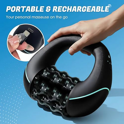 Electric Handheld Rolling Massager - Percussive Massager, Targeting Knots with Precision Deeply Relieve Muscle Soreness, Improve Blood Circulation, 3-Speed Spin for Back, Shoulders, Legs. (Black)