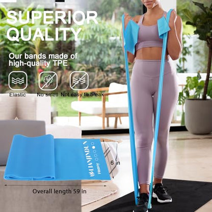 Resistance Bands for Working Out, Physical Therapy, Exercise, Pilates, Yoga - color: Gradient Blue Set