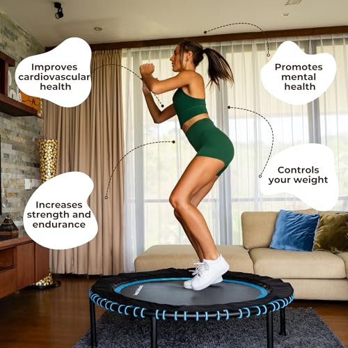 Leaps and Rebounds Fitness Trampoline, 40-inch or 48-inch |Adults and Kids Rebounder for Indoor and Outdoor, Up to 270 lbs Low Impact Cardio and Easy Home Workout