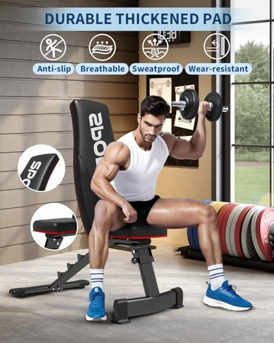 3-Second Foldable Weight Bench for Home Gym, 660LBS Capacity Adjustable Workout Bench with 5-Position Incline/Decline/Flat, Compact Exercise Bench for Bench Press & Dumbbell Training