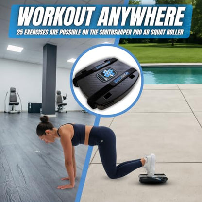 SmithShaper® PRO Ab Squat Roller | Full Body Workout | Get Fit - 25 Exercises! Ab Rollouts, Squats, Plank Walks, Core Strengthening & More | 1 yr. Free SQUATX Exercise App