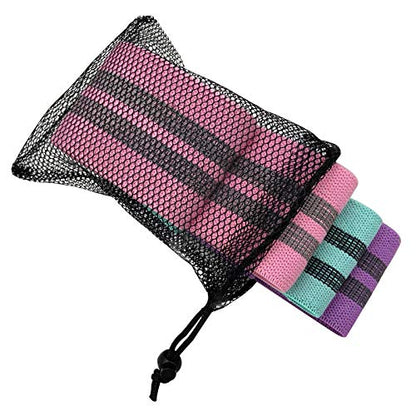 Hip Resistance Bands Non-Slip Design Fabric Booty Band Loop Set, 3 Size Fitness Workout Belts for Body Weight, Yoga and Pilates Exercise
