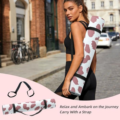 ILILI Yoga Mat Leopard Print Yoga Mat 8mm, Suede & TPE Thick Exercise Mat, Workout Mat for Women Men, 72''x25'' Fitness Mat with Strap for Home Gym, Yoga, Pilates, Stretching
