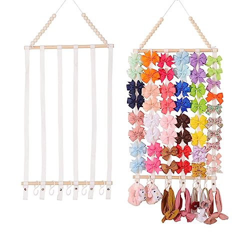 Bow Organizer for Girls Hair Bows Baby Headband Holder for Women Hair Headband Organizer for Girls Hair Bows Display Hair Bow Hanging for Nursery Room (White) - color: White-05