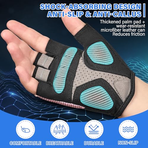 Kids Cycling Gloves for Boys Girls Half Finger Breathable Non-Slip Bike Gloves with Padded for Balance Bike Mountain BMX Scooter Outdoor Sports