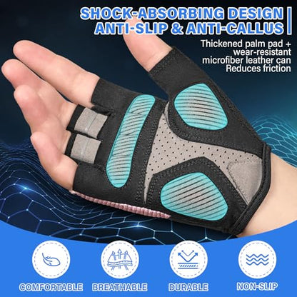 Kids Cycling Gloves for Boys Girls Half Finger Breathable Non-Slip Bike Gloves with Padded for Balance Bike Mountain BMX Scooter Outdoor Sports