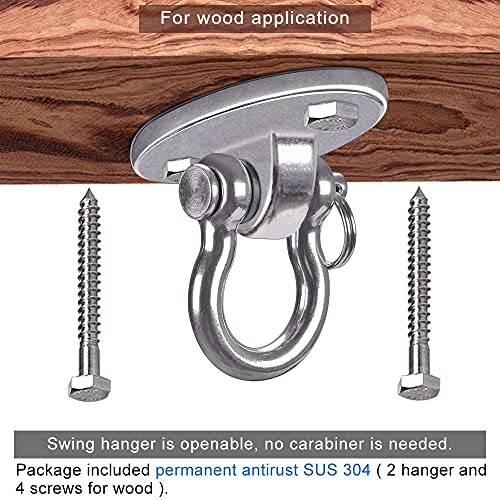 Heavy Duty Swing Hanger Stainless Steel Ceiling Swing Mount 180° Hanging Chairs Hanger for Hammock Chair, Porch Swings, Aerial Silks, Punching Bag, 2000 LB Capacity