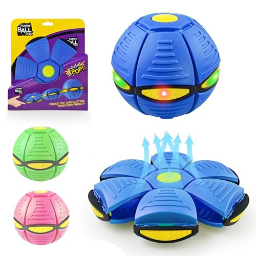 Magic Bouncing Ball Pop Up Balls – Light Up Magic Meta Ball Toy with 6 Light – Dual-Form Bouncy Balls Indoor Outdoor Play – Transforming Toy for Parent-Child Interaction (Blue) - color: blue