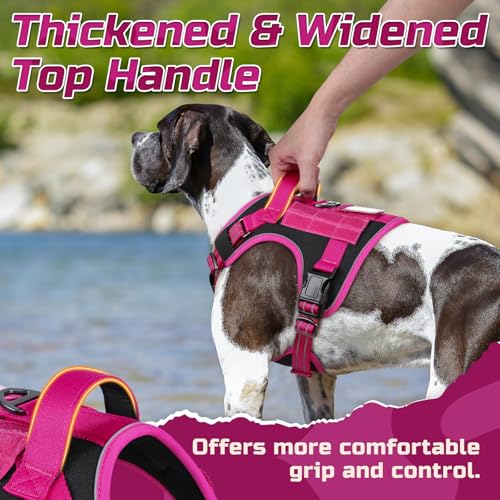 rabbitgoo Tactical Dog Harness for Small, No Pull Military Service Vest - color: Black & Rose Red, size: Small