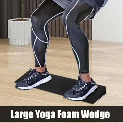 Slant Board Squat Wedge Calf Stretcher, EVA Yoga Slant Wedge, Portable Calf Raise Board for Home Gym Workout, Heel Elevated Squat Platforms for Weightlifting & Mobility Improvement, 51x15x5cm