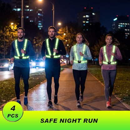 4 Pcs Reflective Vest High Visibility Safety Vests, Adjustable Running Gear Straps Lightweight Reflector for Construction (Green) - color: Green