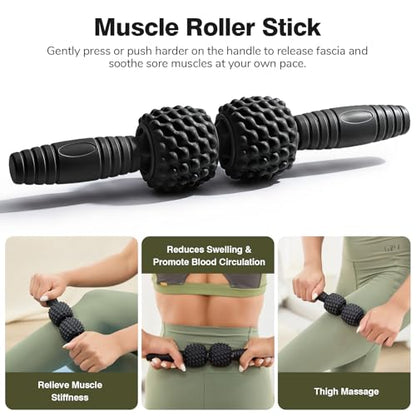 5 in 1 Foam Roller Set for Muscle Recovery & Deep Tissue Massage - color: Black