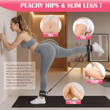 Ankle Resistance Bands with Cuffs & Fabric Resistance Bands Set - Legs & Glutes Workout Equipment for Women & Men, Home Gym Heavy Exercise Bands for Hip, Yoga, Strength Training, Rehab, Pilates - style: Black