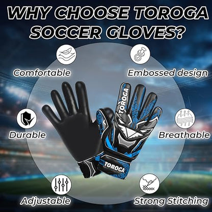 Goalkeeper Gloves for Kids & Youth – Soccer Goalie Gloves, Strong Latex Grip, Double Wrist Support & Breathable Mesh – Boys Football Gloves