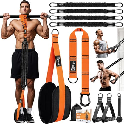 Pull Up Assistance Bands Set, 300 lbs Max Heavy Duty Resistance Bands with Adjustable Strap, Non-Slip Handle & Door Anchor, Full Body Strength Training Workout Equipment for Home Gym Fitness