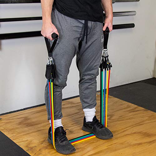Serious Steel Resistance Tube Band Set Includes Handles, Door Anchor and Ankle Straps (100 lbs Set or 165 lbs Set)