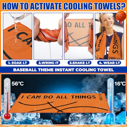12 Pcs Basketball Cooling Towel Basketball Team Gifts Favors for Men Bible Verse I Can Do All Things Workout Sweat Rags for Neck and Face Microfiber Towel for Gym, Camping, Outdoor Sport - style: Basketball