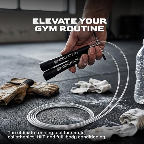 Speed Jump Rope for Men & Women with Adjustable Alloy Steel Cable, Lightweight Handles, and Smooth Rotation—Perfect for Boxing, Cross Training, Double Unders, and High-Intensity Workouts - Black & Red