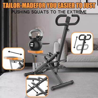 Squat Machine,Exercise Machine for Home,Foldable Ride Rowing for Botty Glutes Butt Thighs,Ab Back Leg Press Home Workout