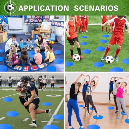 Poly Spot Markers 4 inch/9 inch Non-Slip Rubber Agility Training Markers Floor Dots Flat Field Cones for Football, Soccer, Basketball, School Exercise Drills, Dance Practice - style: 9 inch 30 Pcs Blue (TPE)