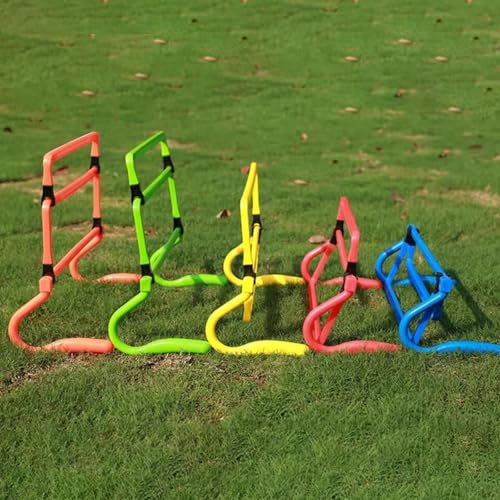 5 Pieces Agility Hurdles Athletic Strength Training Adjustable Speed Hurdles Obstacle Rack PVC Material Foldable Lightweight Suitable for Field Traini - color: Red