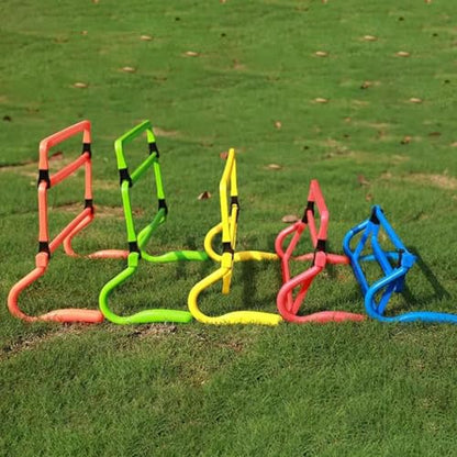 5 Pieces Agility Hurdles Athletic Strength Training Adjustable Speed Hurdles Obstacle Rack PVC Material Foldable Lightweight Suitable for Field Traini - color: Red