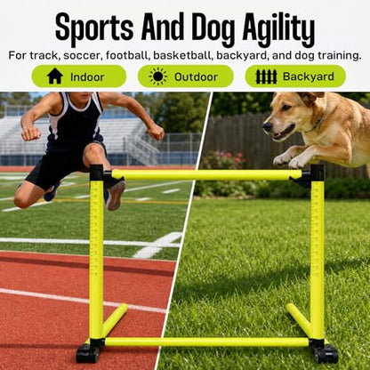 3 Pack Adjustable Height Hurdles Training Equipment, Agility Speed Jumping Training Equipment for Basketball Soccer Football Dogs, Indoor & Outdoor, Detachable Hurdles Track and Field(Green)