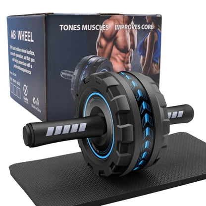 Ab Roller Wheel,Stable Wide Wheel For Beginner,Men,Women,Abs & Core Workout Equipment For Home Gym With Knee Pad,Abdominal Wheel For Full-Body Strength Training