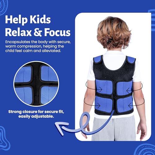 Sensory Compression Weighted Vest for Kids with ADHD, Calming Jacket for Anxiety, Highly Adjustable, Elementary to High School