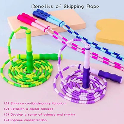 Jump Rope for Kids Girls and Boys, Soft Beaded Jump Ropes, Adjustable Skipping Rope, Tangle-Free Segmented Rope for Kid and Women Men Adults Exercise, Keeping Fit, Training - 9.2Ft - color: Blue and Purple