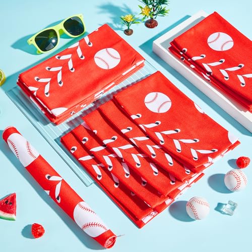 30Pcs Baseball Softball Cooling Towels for Neck and Face 40 x 12 Inch Baseball Sports Team Gifts Microfiber Breathable Workout Ice Towel Sweat Chilly Bulk Neck Wraps for Athletes Gym Camping Red