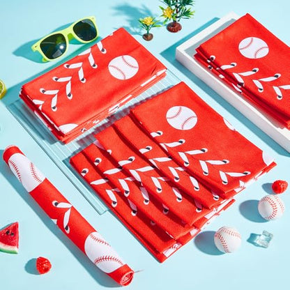 30Pcs Baseball Softball Cooling Towels for Neck and Face 40 x 12 Inch Baseball Sports Team Gifts Microfiber Breathable Workout Ice Towel Sweat Chilly Bulk Neck Wraps for Athletes Gym Camping Red