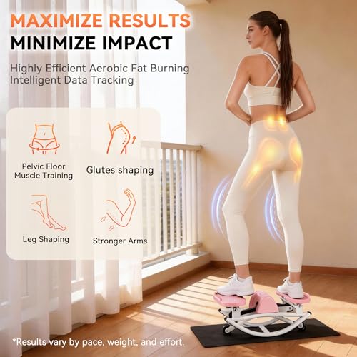 Rock Stepper - Steppers for Exercise at Home, Portable Stepper Side to Side with Digital Display & Resistance Bands, 330 LBS Capacity Full Body Workout Low-Impact Knee-Friendly 3D Stair Stepper - color: Pink