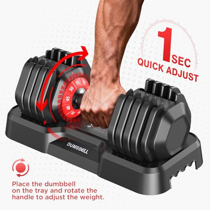 Adjustable Dumbbells Set, All in One Free Weights Dumbbells Set, 25/55/52.5lbs Weights Set with Anti-Slip Handle, 1 Sec Adjust Exercise & Fitness Equipment for Home Gym Strength Training