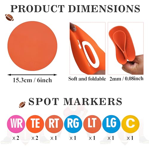 Football Lineman Splits Marker Flat Spot Markers for Positioning and Blocking Coaching Training - color: White Text