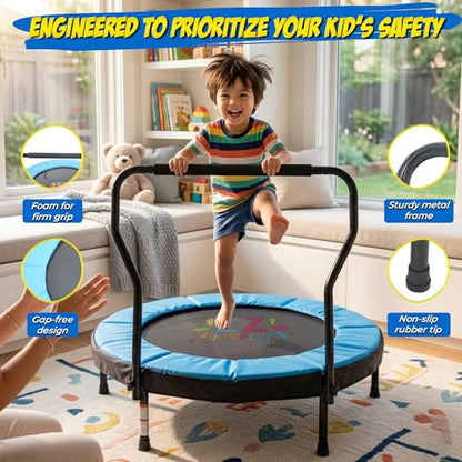 40''- 48'' Toddler Trampoline - ASTM Approved – 3ft/4ft Trampoline for Toddlers 3-5 Age - Trampoline with Safety Enclosure - Perfect Toddler Gift- Max 130 LB