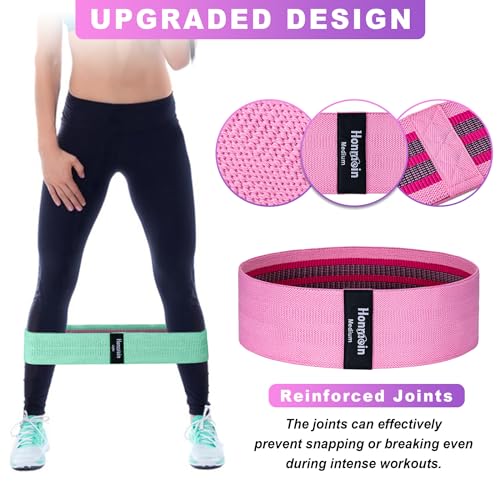 Honmein Resistance Bands for Working Out, 3 Levels Exercise Bands Workout Bands Set for Women Men, Hip Legs Booty Bands for Home Fitness, Gym, Yoga, Pilates