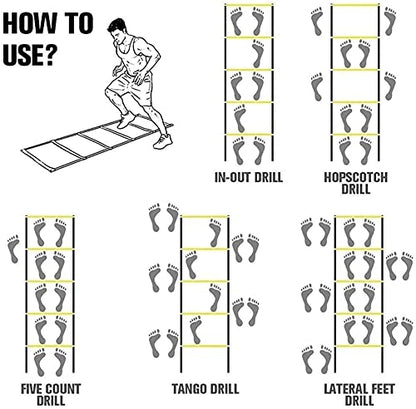 Agility Ladder Flexibility Speed Ladder, Sports Training Set,Fitness Jumping Ladder Footwork Sport Equipment,for Kids/Adults Outdoor Training(Size:8m)