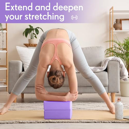 RoundFunny 4 Pack Yoga Blocks Non Slip Pilates Foam Brick - color: Purple